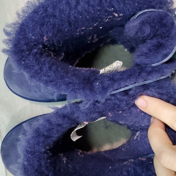 Ugg Australia Women Bailey Bow Bloom LI Ankle Leather Sheepskin Boots shoes sz 5 - Picture 11 of 15